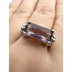 925 Sterling Silver 14k Gold Vermeil Two Tone Fiji Purple C Z Ring Size 7